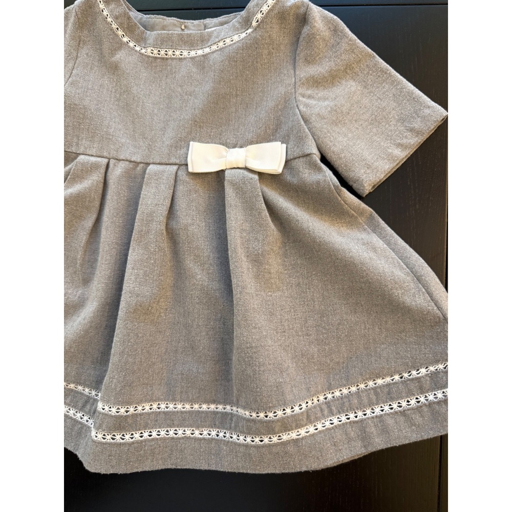 Tahari Bow Dress Toddler Girls 2T Gray Short Sleeve Party Wedding - Picture 6 of 9